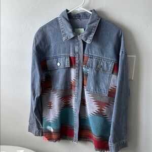 Stylish Denim and Patterned Women's Jacket